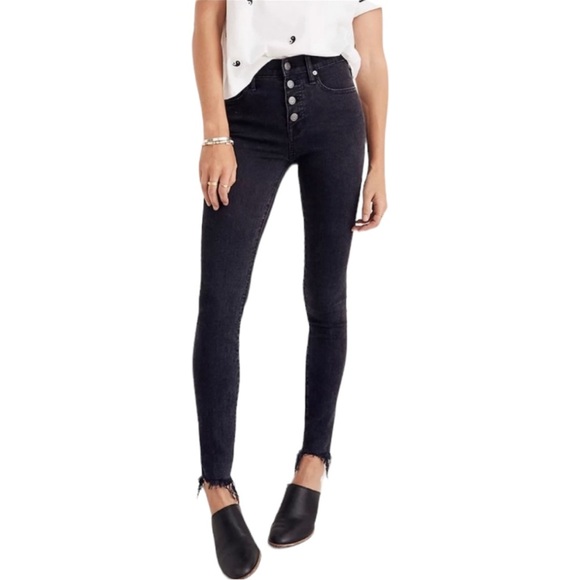 Madewell 9"‎ Mid-Rise Skinny Jeans in Berkeley Black: Button-Through Edition 26 - Picture 1 of 12
